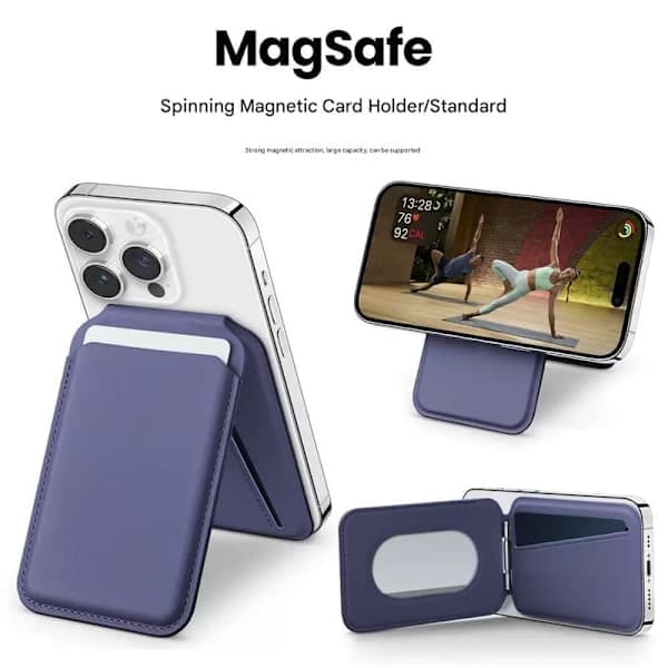Magsafe foldbar roterende kortholder med hængsel, magnetisk kortholder til Apple iPhone 17-serien, sort Black