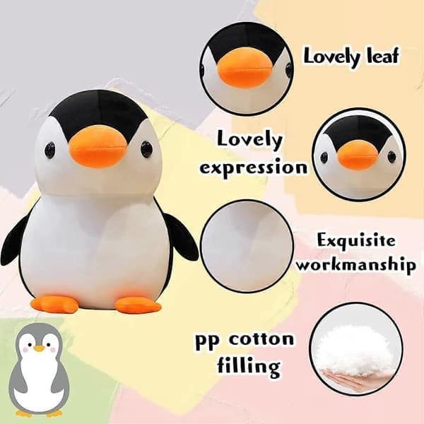 Pehmeä pingviinipehmolelu, söpö 3D-tyyny, pehmeä ristiselän tyyny, pehmolelulahja lapsille (25 cm)