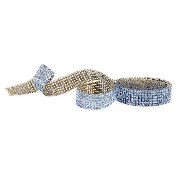 1m Strass Kristall Glas Mesh Band Stryk På Applikation Bröllopsklänning Skor Trim (Blå)