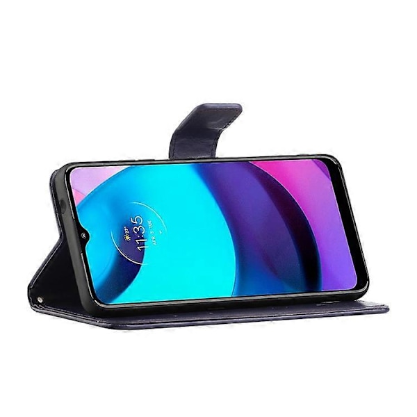 Moderigtig pungfunktion Flip Prægede Sommerfugle Blomst PU Læder Ridsefast Telefon Cover Stativ Skal Kompatibel Med M DarkPurple