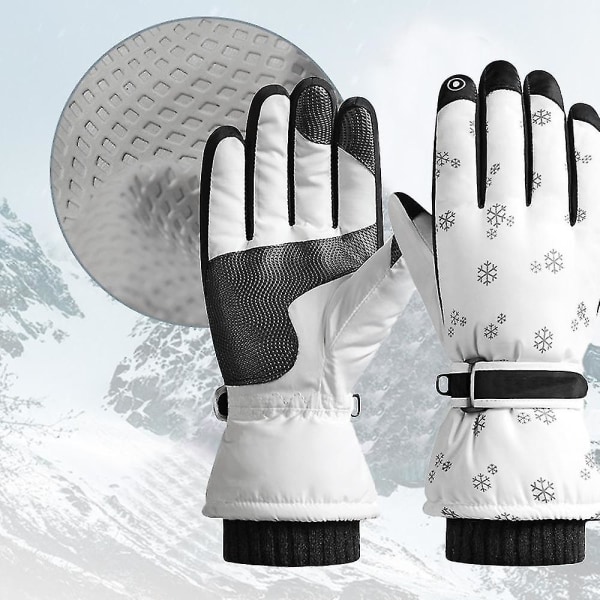 Lumihanskat Vedenpitävät Talvi Ski Gloves Lämpimät neutraalit käsineet Cheese White (Snowflake) SK22