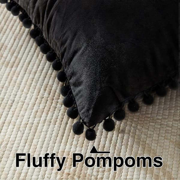 Dekorativa Prydnadskuddar med Pom-poms 45 x 45 cm, 2-pack, Aqua Blå