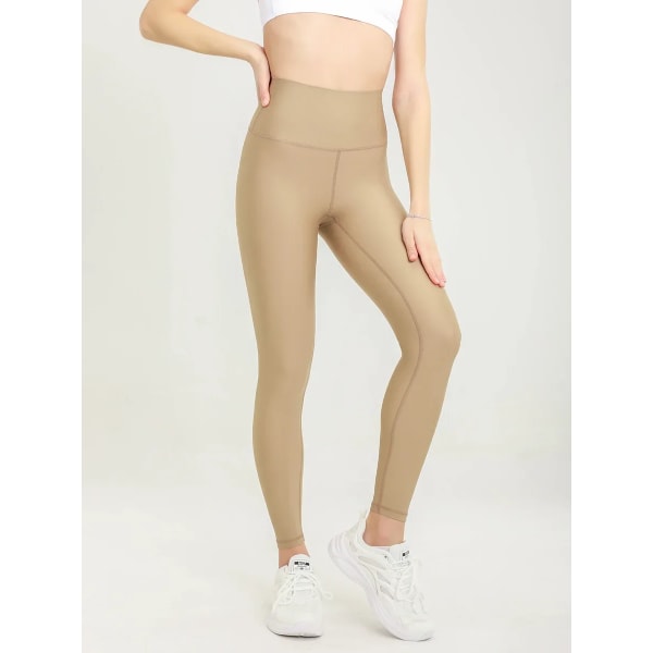 Light Sense Yoga Bukser Airlift Blank Transparent Højtaljet Ferskenbalde Nude Sense Løbesport Fitness Bukser 3-Sand color L