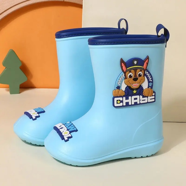 Paw Patrol Chase Skye Anime Sarjakuva söpöt lasten sadekengät tytölle pojalle vedenpitävät EVA-kumi liukumattomat toddler lasten sadesaappaat Chase 19cm