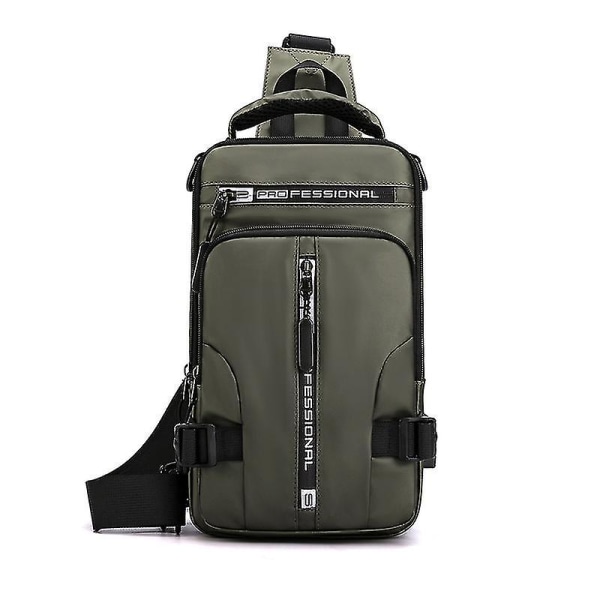 Menns Sling Crossbody Bag Anti-tyveri Bryst Skulder Messenger Ryggsekk Usb Port Green