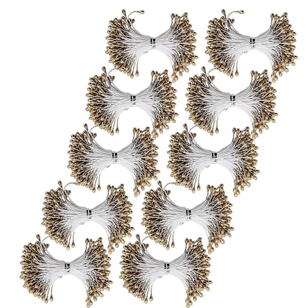 Pärl Ståndare Gyllene Gipsimitation Dubbel Ände Konstgjord Bukett Tillbehör (3mm#6 900)
