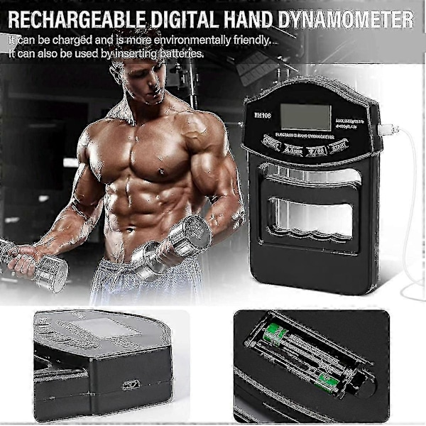 Grebstyrke Tester, 180 kg Digital Hånd Dynamometer Grebstyrke Måler USB LCD Skærm Håndgreb Dynamometer