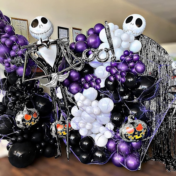 Halloween Fest Dekoration Balloner 145 stk. Ballon Guirlande Bue Sæt Sort Lilla Konfetti Balloner Og Mylar Balloner Til Halloween Fødselsdagsfest bd
