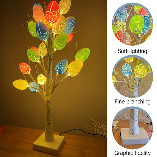 Säsongs- & Högtidsdekorationer 24 LED Färgade Ägg Halloween Träd Ljus 58 cm Färgade Ägg Träd Bordsdekoration För Halloween & Juldagen Inomhus Hem
