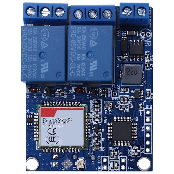 SMS Fjärrkontroll Switch Sim800c Stm32f103c8t6 2 Kanal Relämodul För Växthus Syrepump