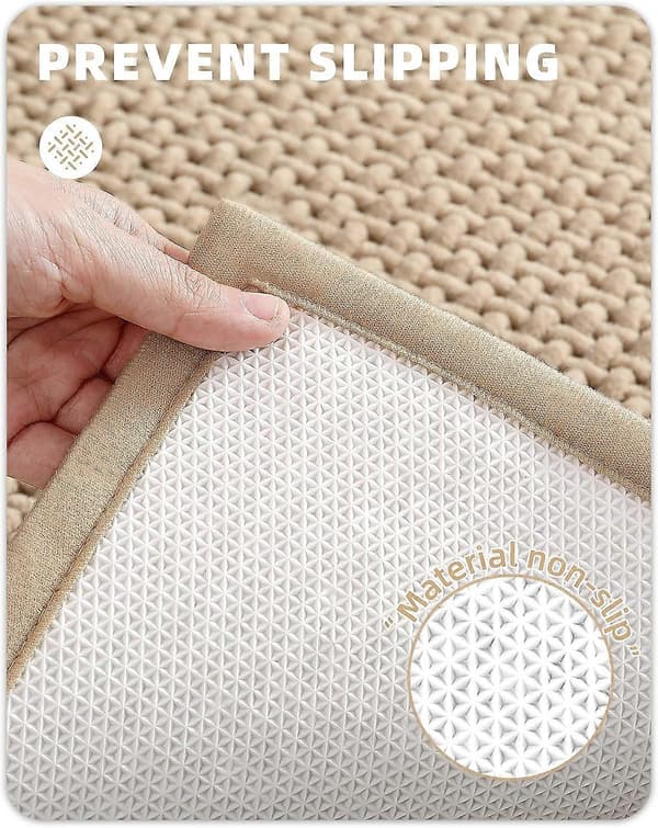 Opgraderede Chenille Badeværelsestæpper - Farve G Tynde Badeværelsestæpper Passer Under Døren - Absorberende, Flade, Skridsikre, Bløde, Maskinvaskbare, Hurtigtørrende, 40x60 cm Sma