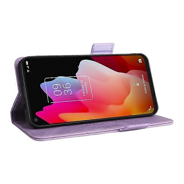 Kompatibel med TCL 10L/10 Lite Hardware Design Stand Magnetisk Lukning Læder Mobiltelefon Beskyttelsesetui med Pung Purple