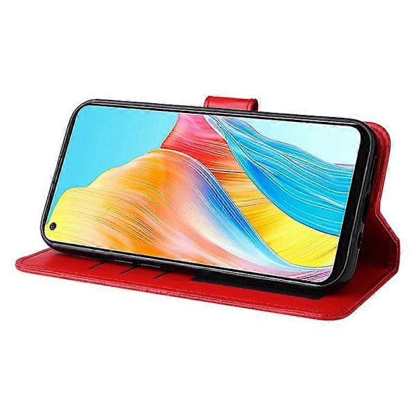 Kompatibel med Oppo A78 4G Stødsikkert Telefoncover Solsikke Præget PU Læder Wallet Stand Case Red