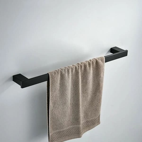 Baderomshylle for håndklær, rustfritt stål, 60 cm håndklestang, svart.