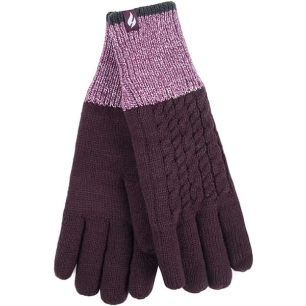 Söta randiga Fairisle thermal fleecefodrade thermal för kvinnor Mulberry (Kisdon) M-L