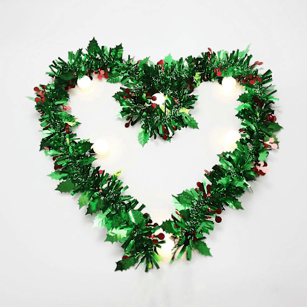 Juldekorationer Julscen Dekorationsmaterial Färgade Remmar 2m Röda Bär Dubbla Blad Ornament Toppar Q