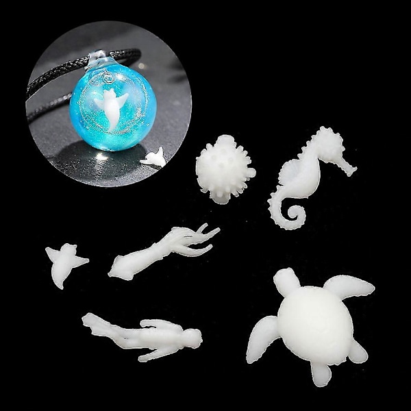 6x Skildpadde Blæksprutte Resin Form Fyld Mini Marine Modellering Materialer Diy Kunsthåndværk