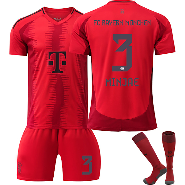 2425 Bayern Jersey 3 Jin Meizai 9 Kane 10 Sane 25 Muller Jersey Barnefotball Uniformsett NO.3 With Socks S