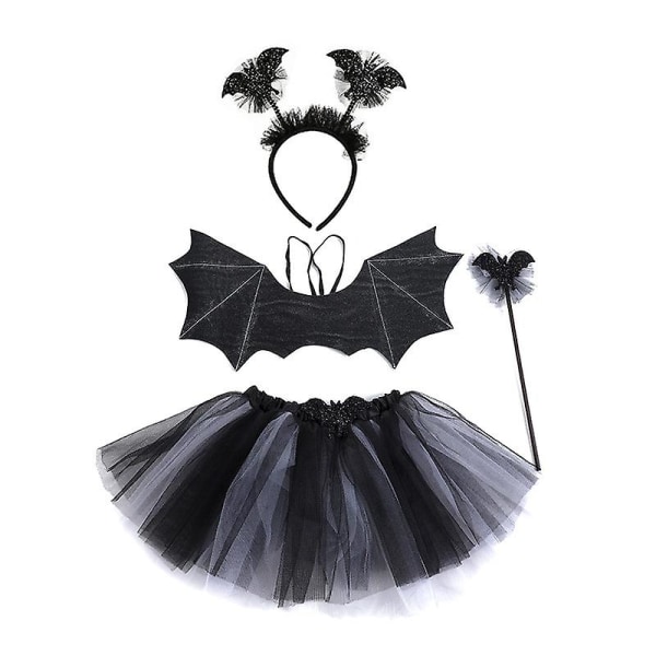 Flickor Lila Bat Fancy Dress Up Spindelnät Häxa Barn Spider Set Halloween kostym B