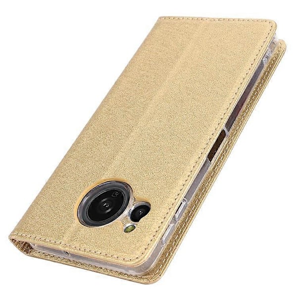 Kompatibelt Plånboksfodral för Sharp Aquos Sense 8 Silkeslen Textur Läder Flip Skyddande Telefonfodral Gold