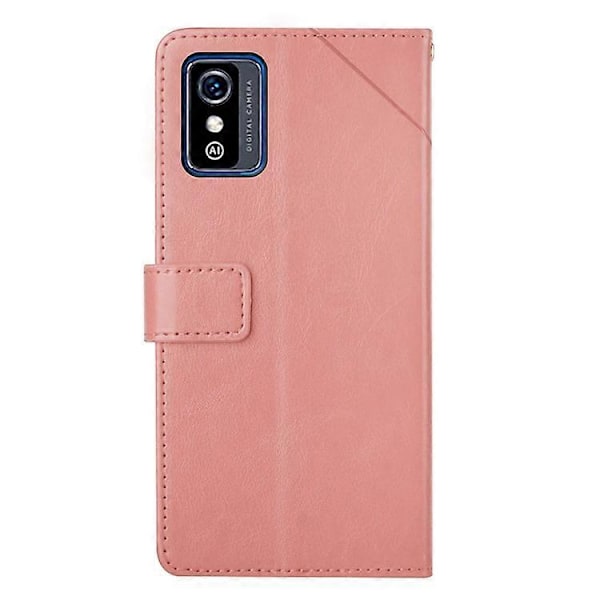 Kompatibelt för ZTE Blade L9 Anti-fingeravtryck Y-formade Linjer Präglat Handrem Magnetiskt PU Läder Ställ Telefonskal med Plånbok Pink