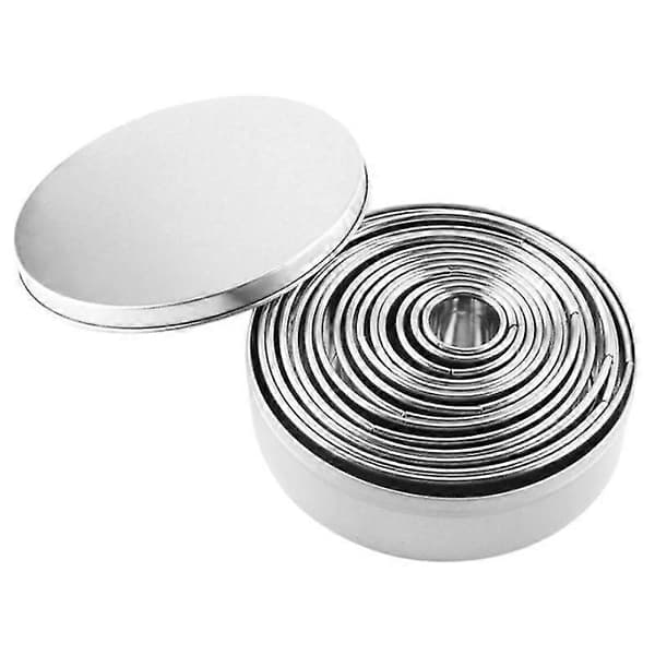 14 stk. Rund Mousse Fondant Kageform Cookie Cutter Bageværktøj i Rustfrit Stål