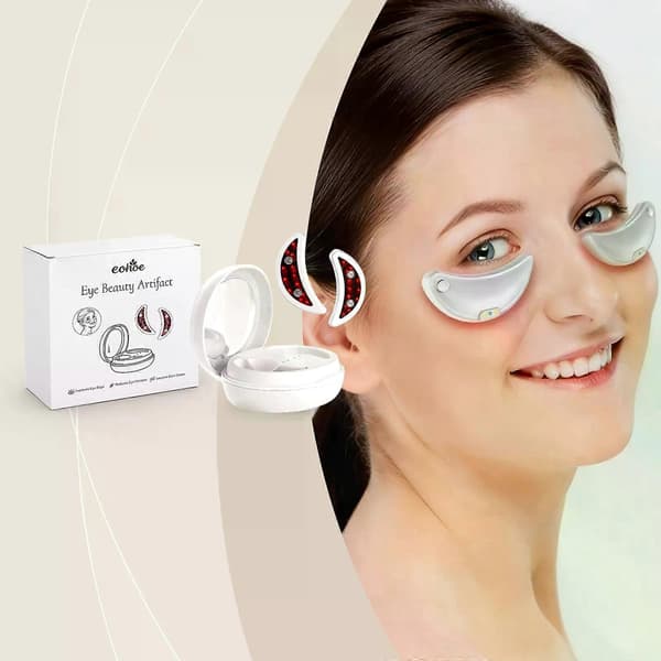 EMS Øjenmassager Skønhedsapparat, Under Øje Rødlys Terapi Øjenpuder med Multimode Vibration til Poser under Øjnene og Mørke Rande 2PCS