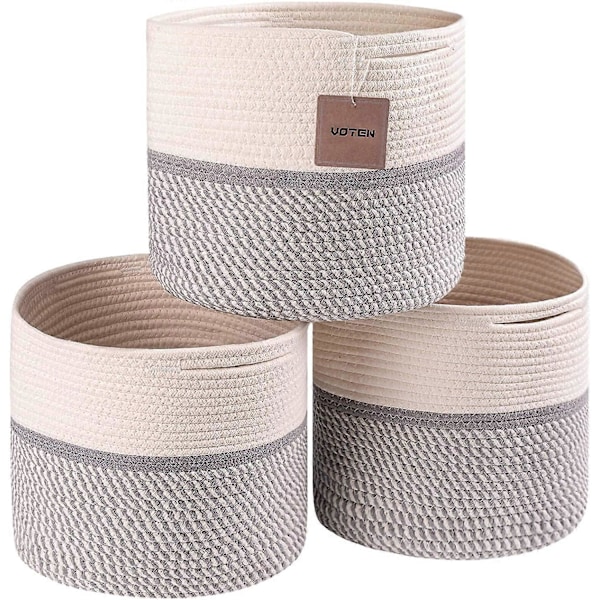 voten Säilytyslaatikot 11x11'' Säilytyskuutiot 3 kpl 12x12'' Kuutiojärjestäjään Lelujen Säilytyskaappiin Kirjahyllyyn, Kestävät ja pehmeät puuvillaiset pyöreät säilytyskorit, Sekoitus