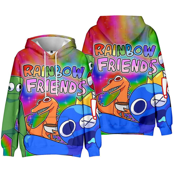 Rainbow Friends Printed Kids Pojat Tyttöjen Huppari Kiristysnyörillä Hupullinen Neulepusero Casual Löysä Topit style 1 9-10 Years