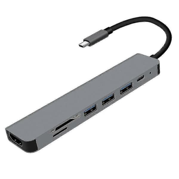 7 Porte USB Hub Slots Video Output Multifunktionel Data Hub Til Laptop