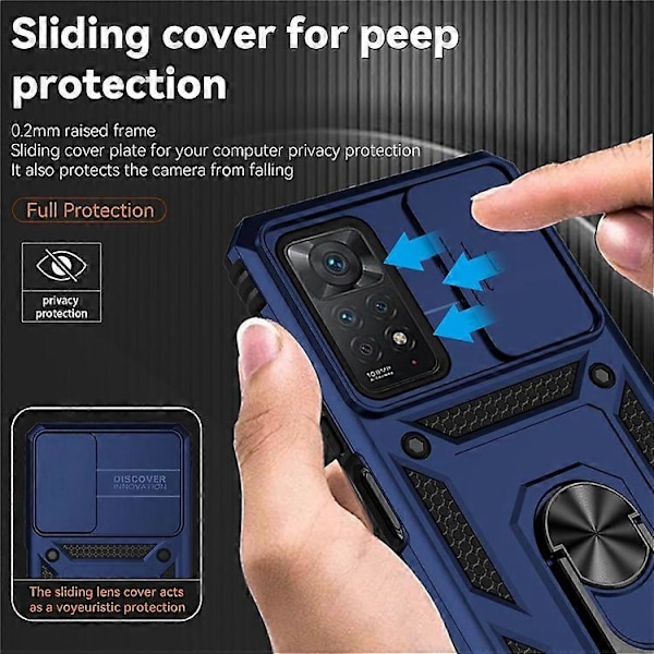 Kompatibelt för Xiaomi Redmi Note 11 Pro 4G (MediaTek) / Redmi Note 11 Pro 5G (Qualcomm) Skydd Hårt PC + TPU Skyddsfodral Ro Blue