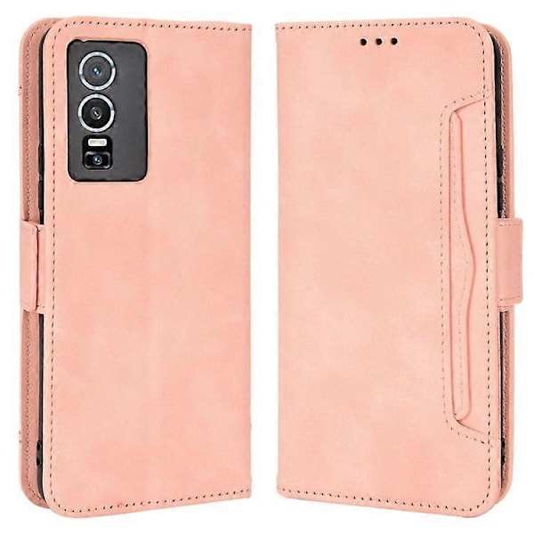 Yhteensopiva vivo Y76 5G PU-nahkainen korttipaikallinen suojakotelo, jossa on kaksoismagneettilukko, lompakkoteline ja puhelinkuori Pink