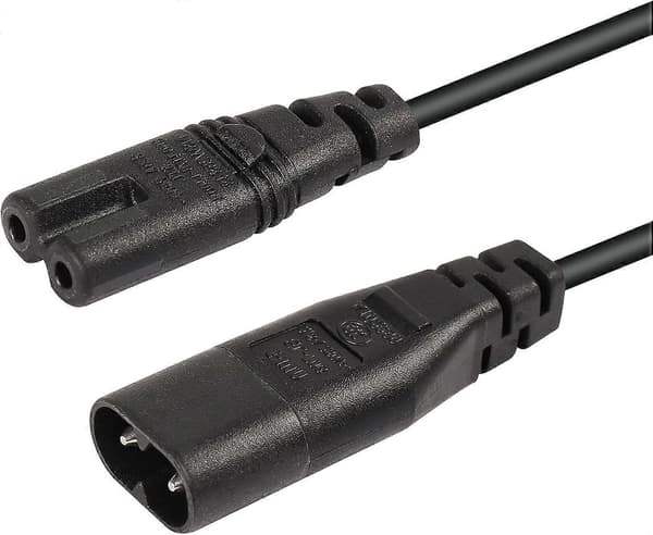 30 cm IEC 320 C7 - C8 virtajohto kytkimellä