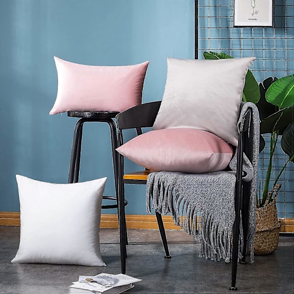 Pakke med 2 fløjlspudebetræk, dekorative pyntepudebetræk til sofa, soveværelse (45x45 cm, pink)