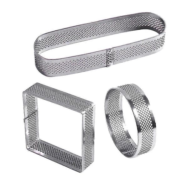 Kjeks Kake Dessertform Rustfritt Stål Tertringer For Baking Mousse Kake Familie Baking 7cm Rund Perforert Design 3 stk