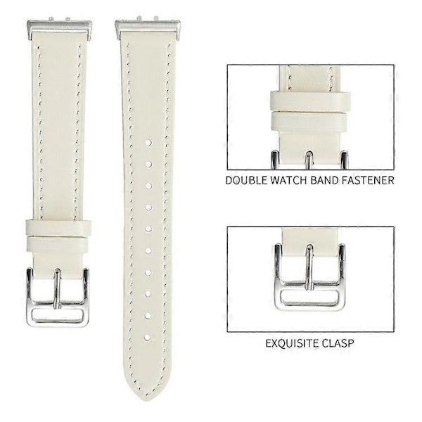 Kompatibel med Samsung Galaxy Fit3 Ægte Læder Urrem Udskiftning Beige
