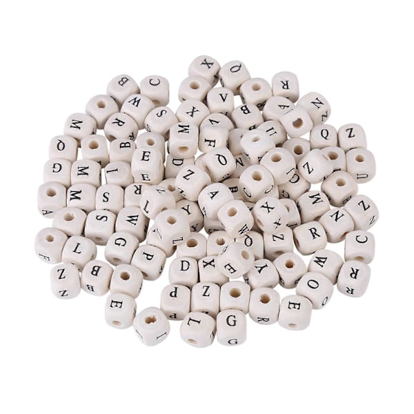 100 stk. Blandede Ahorn Firkantede Perler Bogstav Cube Løse Spacer Perler Til DIY Smykkefremstilling