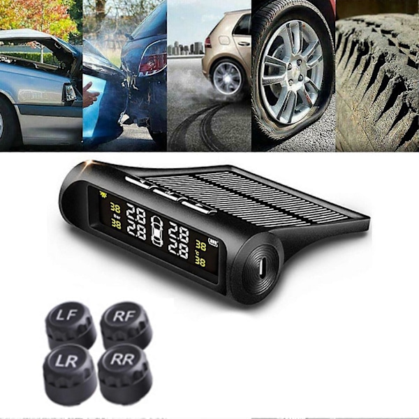TPMS-monitor Trådlös Solenergi ABS Professionell Billarmsäkerhet Däcktryckskontrollsystem för Motorcykel