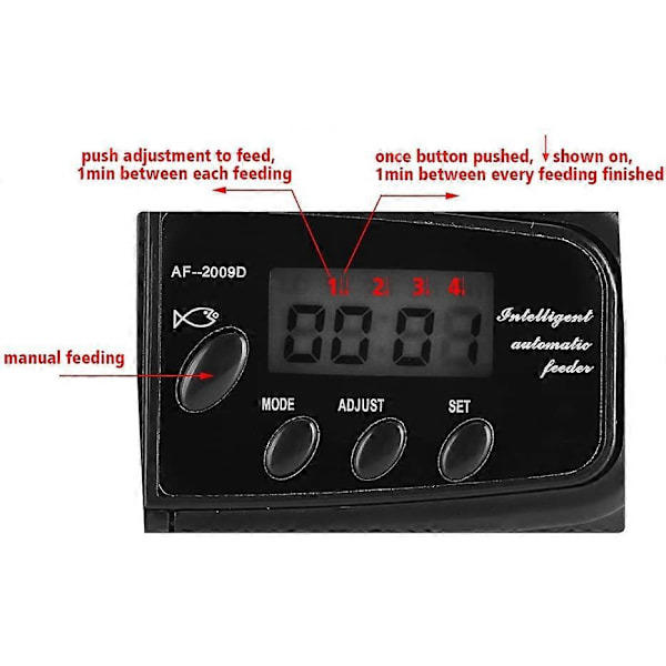 Fiskmatare, Automatisk Elektronisk Akvariummatare med Digital LCD-skärm