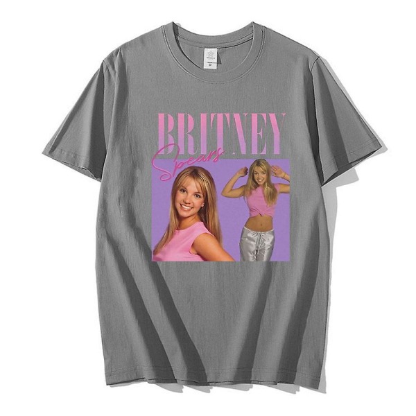 Britney Spears Vacker foto T-shirt dam Hipster bomull Casual kvinnlig Harajuku kortärmade toppar t-shirt Black L