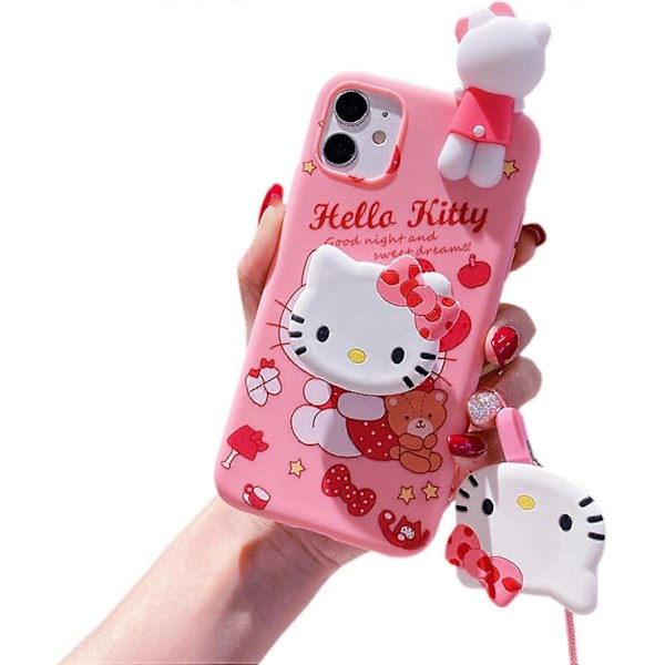 Kawaii Telefoncover til iPhone 15 Pro Max Sødt Tegneserie Silikone Beskyttelsescover til Kvinder & Piger Pink