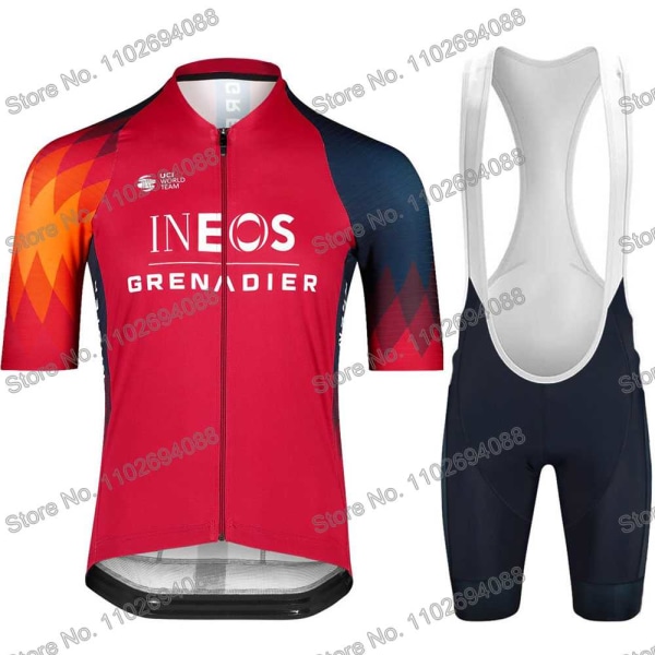 Ineos Grenadier 2023 Set Kesä Lyhythihainen Pyöräilyvaatteet Miesten Maantiepyöräpaita Puku MTB Polkupyörän ruokalappu shortsit 1 4XL