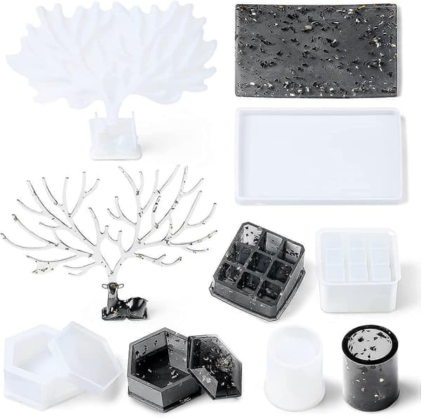 Silikone Resinforme Epoxyforme 32 stk. Hjorte Makeup Smykker Display Bakke Forme Sæt til DIY
