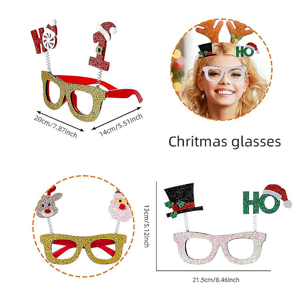 Julglasögon för vuxna och barn Juldekorationer Julgran Älg Fjäder Glasögonbågar
