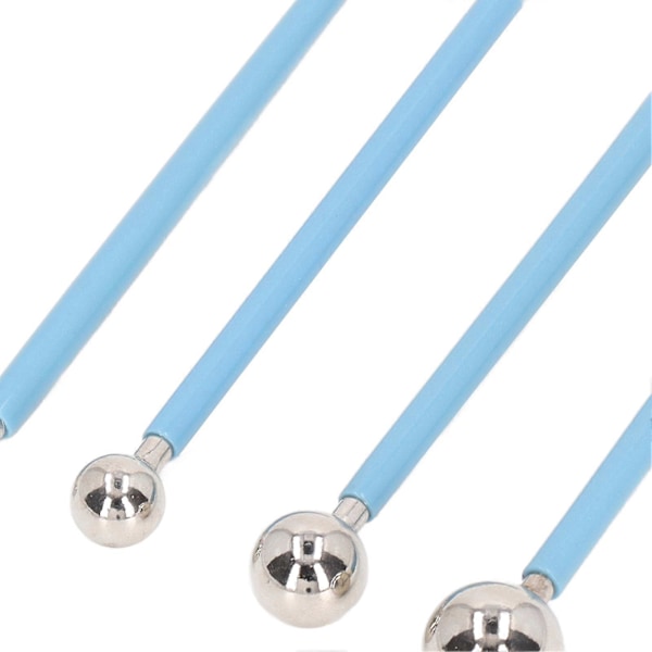 4 st Fondant Ball Tool 2-vägs Rostfritt Stål Boll Halkfritt Handtag Livsmedelsgodkänd BPA-fri Metallboll Fondantverktyg