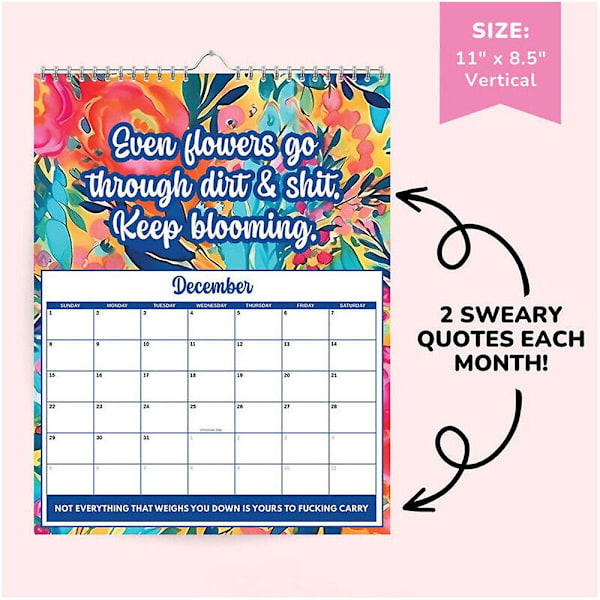 2024 Sweary Calendar Rolig Mental Health Hängande kalendrar med Sweary affirmationer Månadsplanerare Hem Väggdekoration