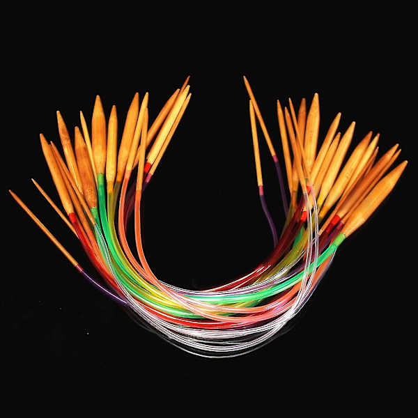 18 par 16 tum Flerfärgade Karboniserade Bambu Rundstickor 40cm