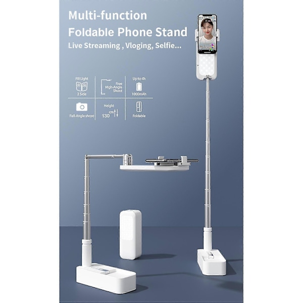 Selfie Stick Fyldlys Live Box Selfie Stick 7 Lyseffekt 130CM Stræklængde til YouTuber Vide