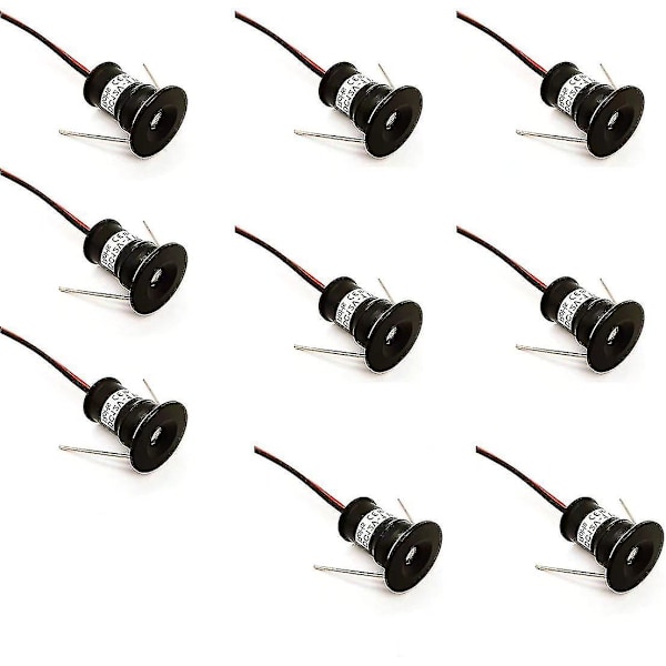 Sorte 9 stk. Mini 12V 1W LED Loftlys Indbyggede Spotlights IP65, 3000K (120, Varmt Hvidt).