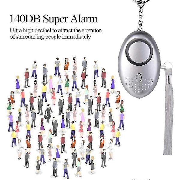 Personligt Alarm, 5 Stycken 140db Dörrnyckel Nödlarm Med Ficklampa
